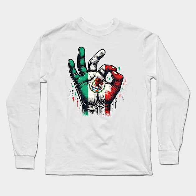 Mexico Flag Long Sleeve T-Shirt by Vehicles-Art